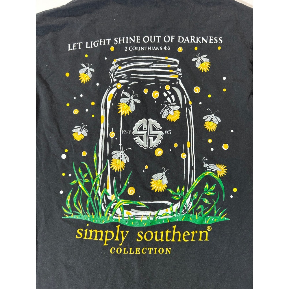 Simply Southern Long Sleeve T-Shirt Small Black Excellent Firefly Mason Jar Tee - Picture 6 of 6
